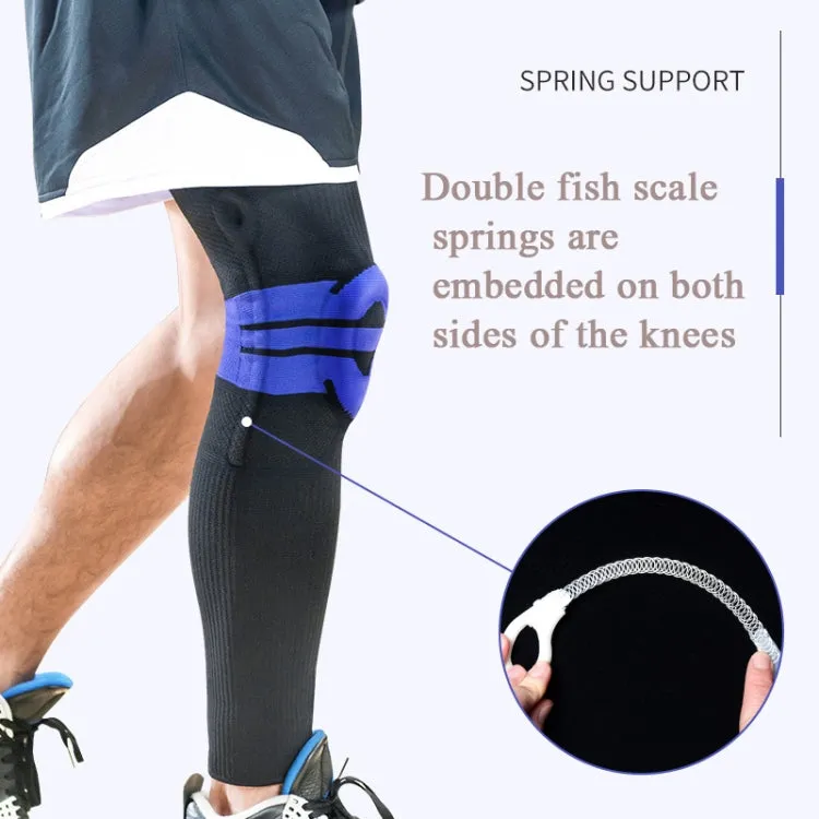 A Pair Sports Knee Pads Long Warm Compression Leggings Basketball Football Mountaineering Running Meniscus Patella Protector, Specification:  L (Sky Blue)