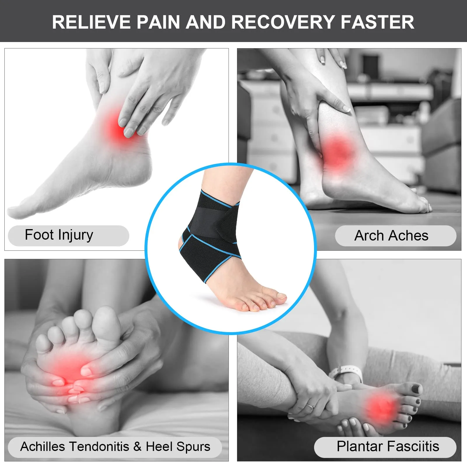 ACWOO Ankle Brace, 1 Piece Adjustable Bandage Ankle, Sports Protect Ankle Brace Ankle, Highly Elastic Ankle Support for Football Running Cycling, Right and Left Bandage One Size 1pc