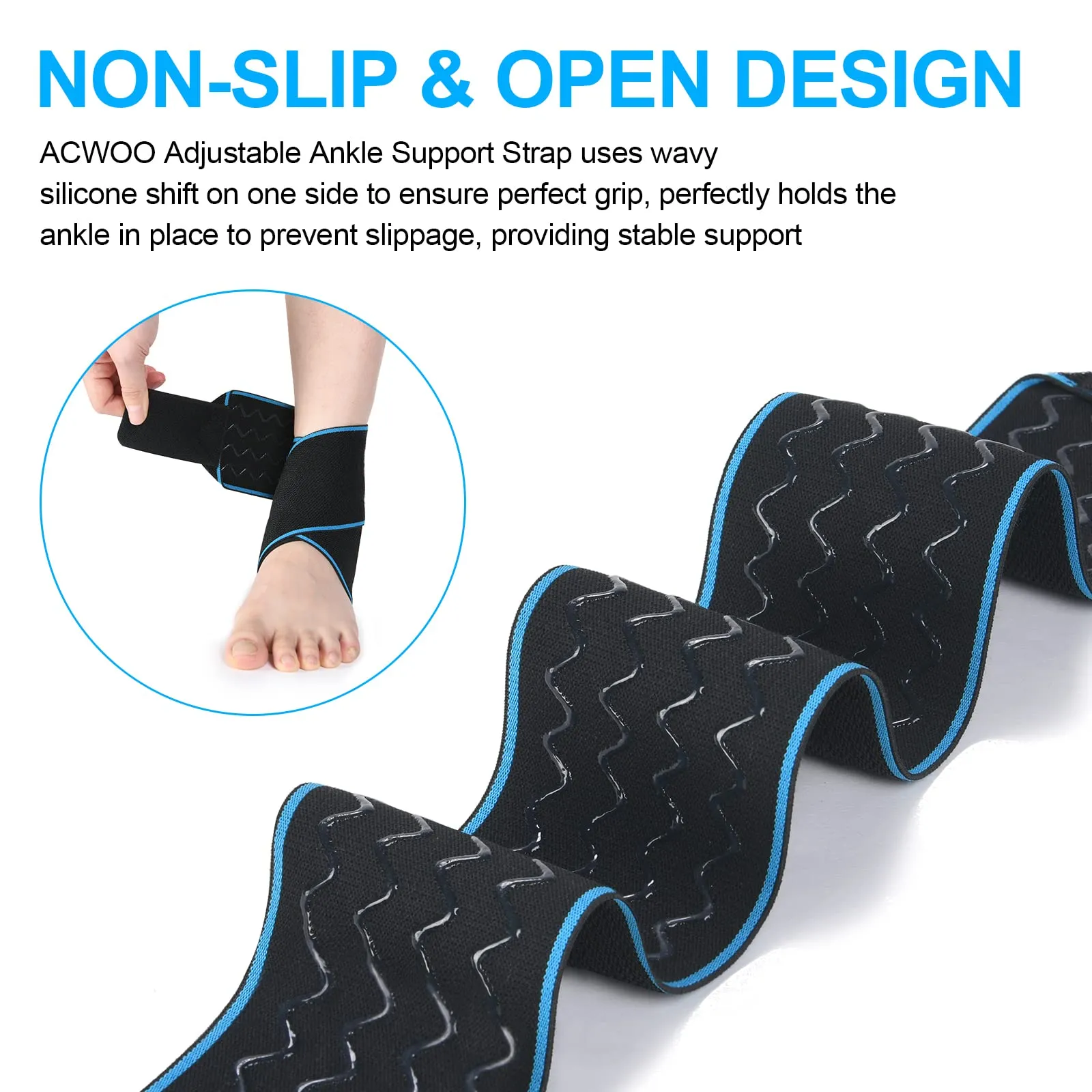 ACWOO Ankle Brace, 1 Piece Adjustable Bandage Ankle, Sports Protect Ankle Brace Ankle, Highly Elastic Ankle Support for Football Running Cycling, Right and Left Bandage One Size 1pc