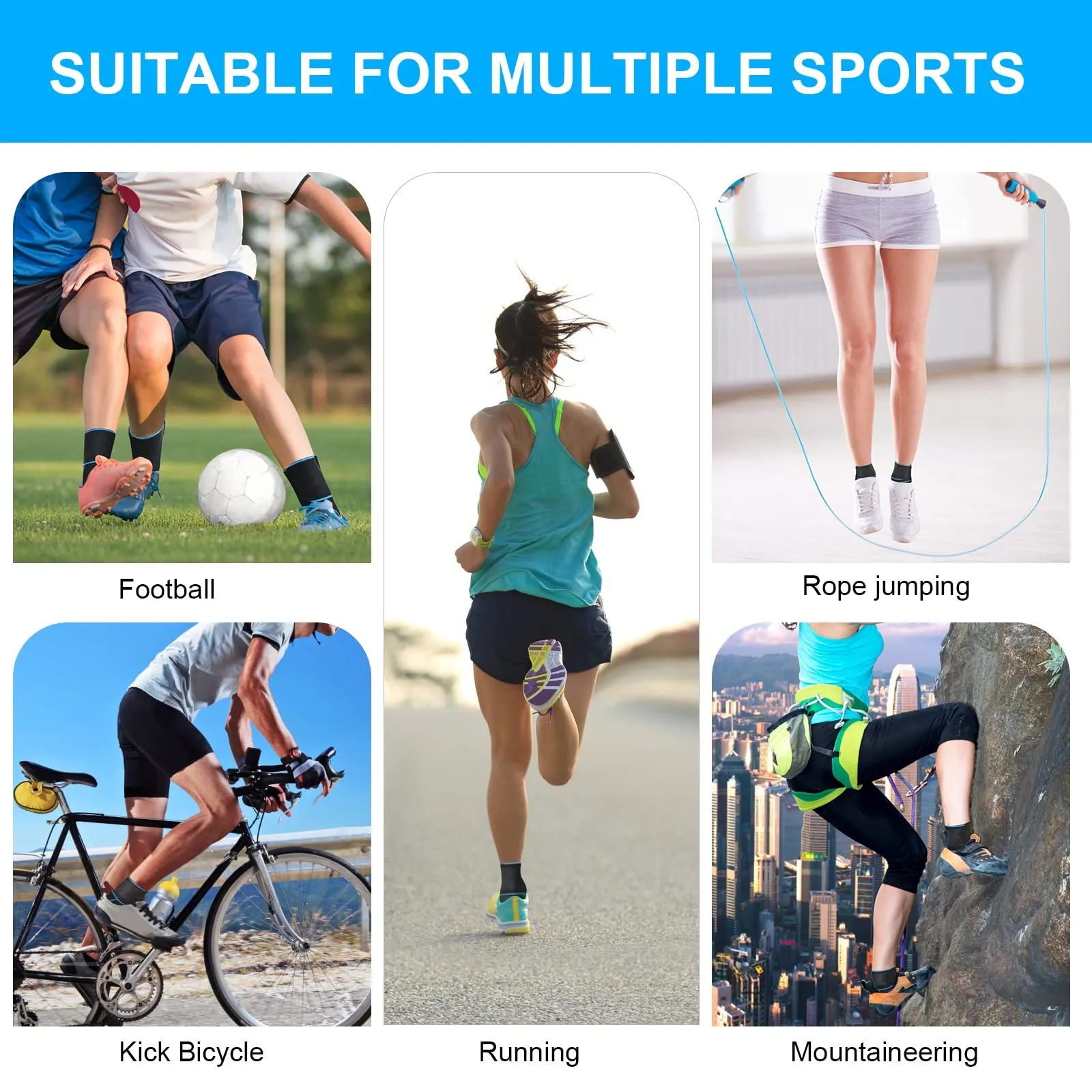 ACWOO Ankle Brace, 1 Piece Adjustable Bandage Ankle, Sports Protect Ankle Brace Ankle, Highly Elastic Ankle Support for Football Running Cycling, Right and Left Bandage One Size 1pc