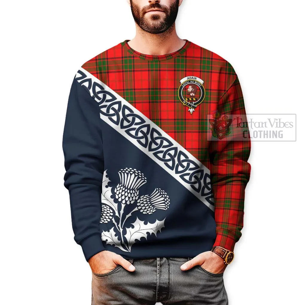 Adair Tartan Sweatshirt Featuring Thistle and Scotland Map