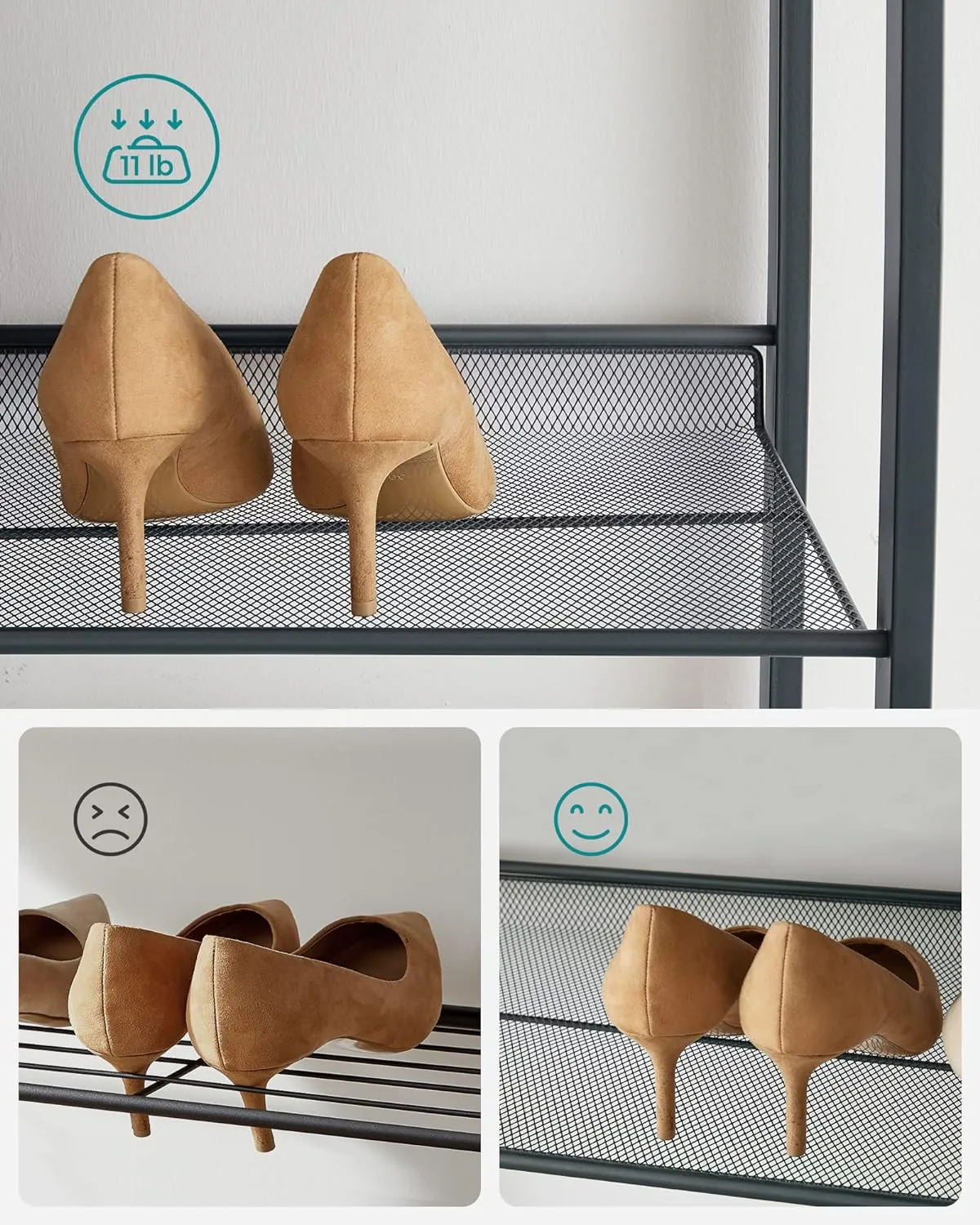 Adjustable 8-Tier Shoe Rack, 32 Pairs Capacity, Gray - SONGMICS