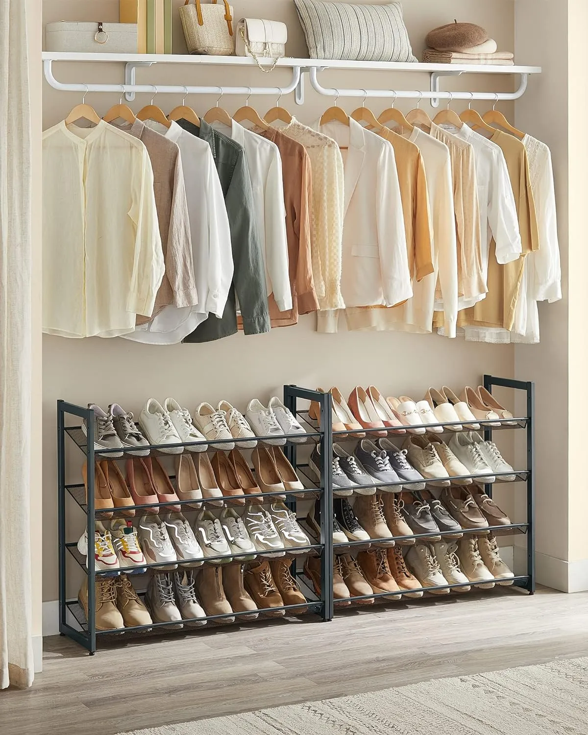 Adjustable 8-Tier Shoe Rack, 32 Pairs Capacity, Gray - SONGMICS