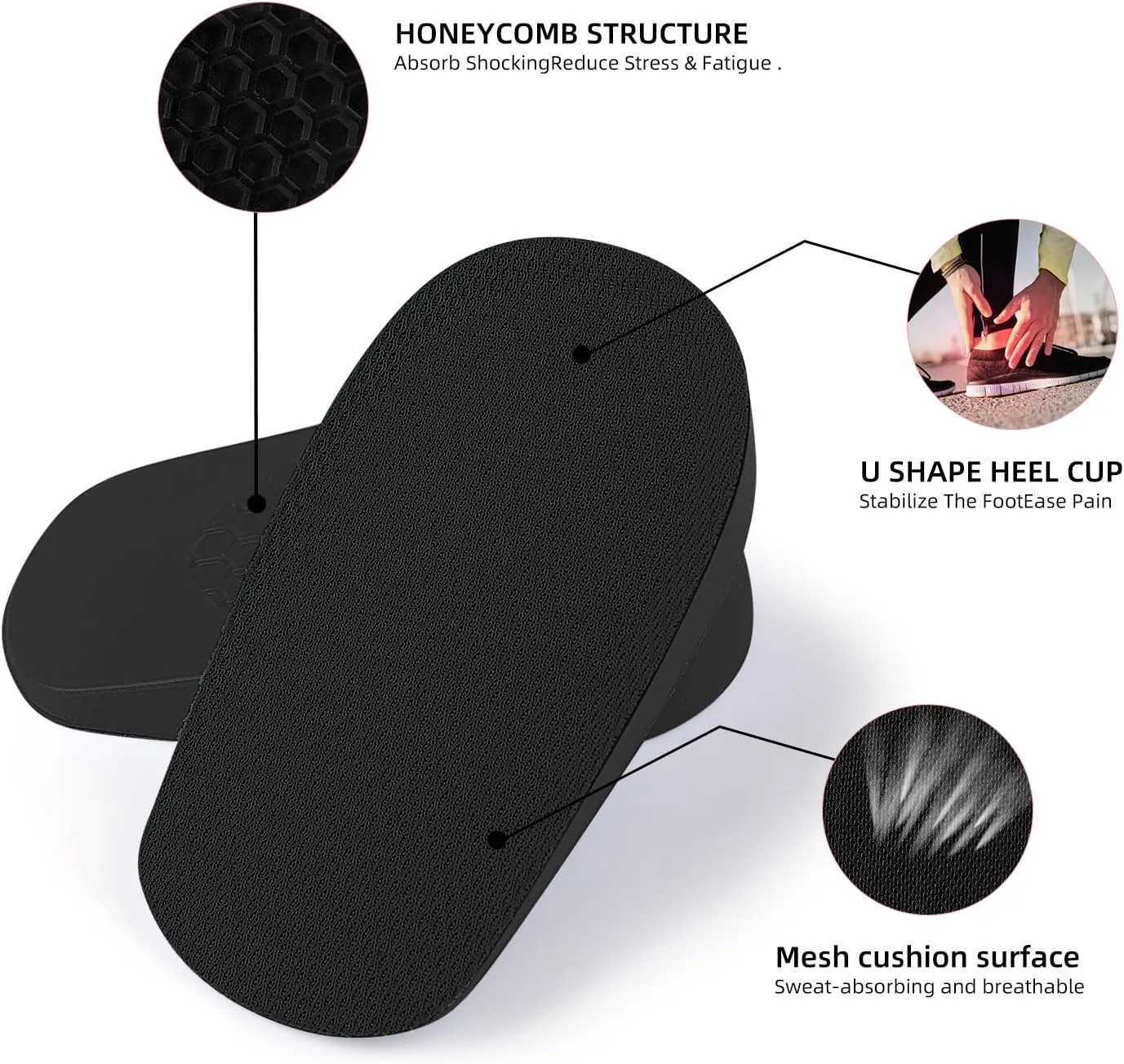 Ailaka Gel Height Increase Insoles 1 Pair, Invisible Shoe Lifts Inserts, Elastic Shock Absorption Heel Cushion Pads for Men Large (Pack of 1)