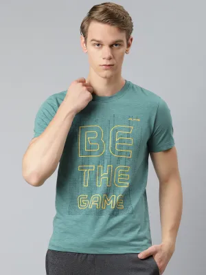 Alcis Men Green Yellow Typography Printed T-shirt