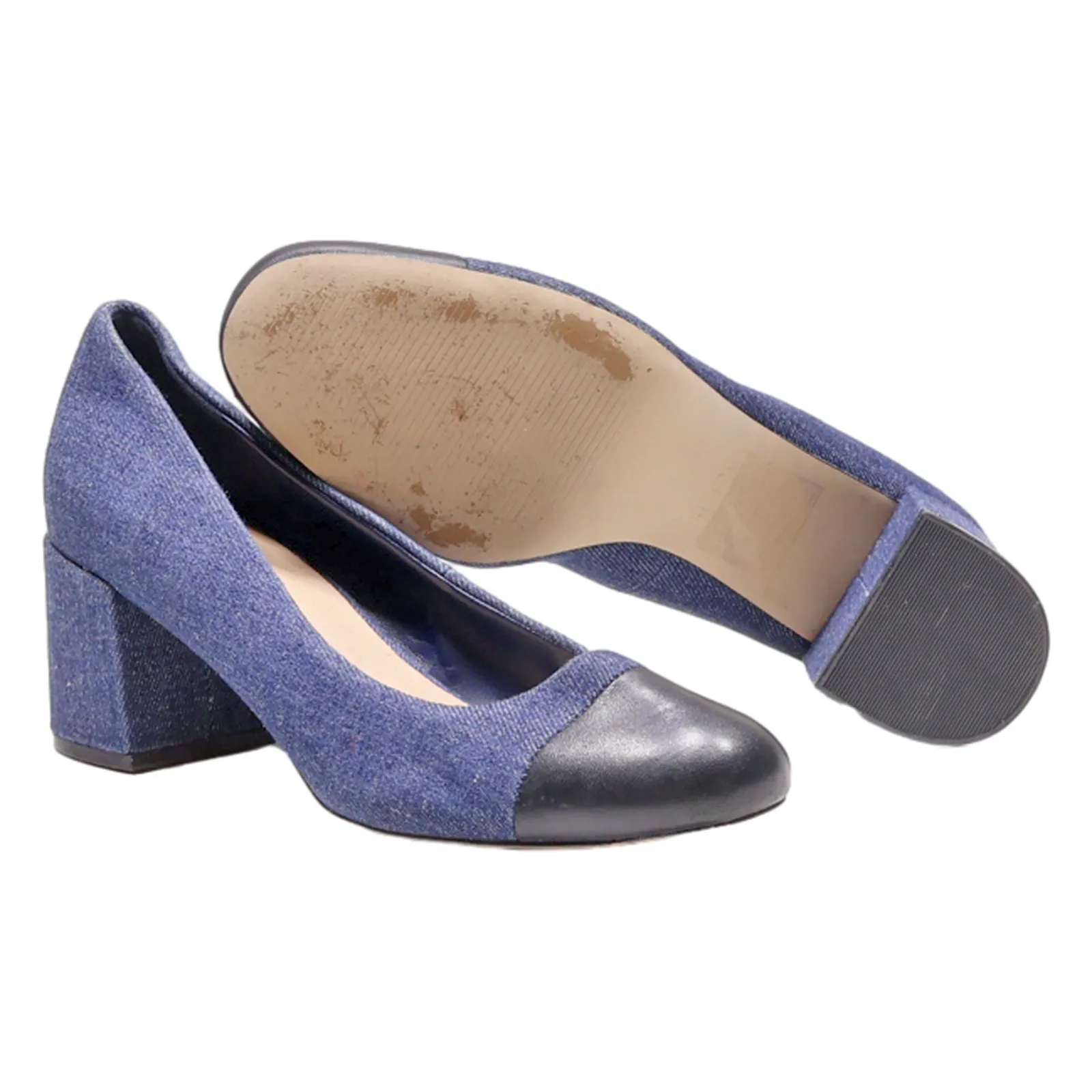 ALDO Court Heels Blue Canvas Womens UK 4.5