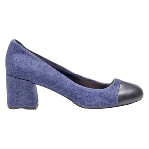 ALDO Court Heels Blue Canvas Womens UK 4.5