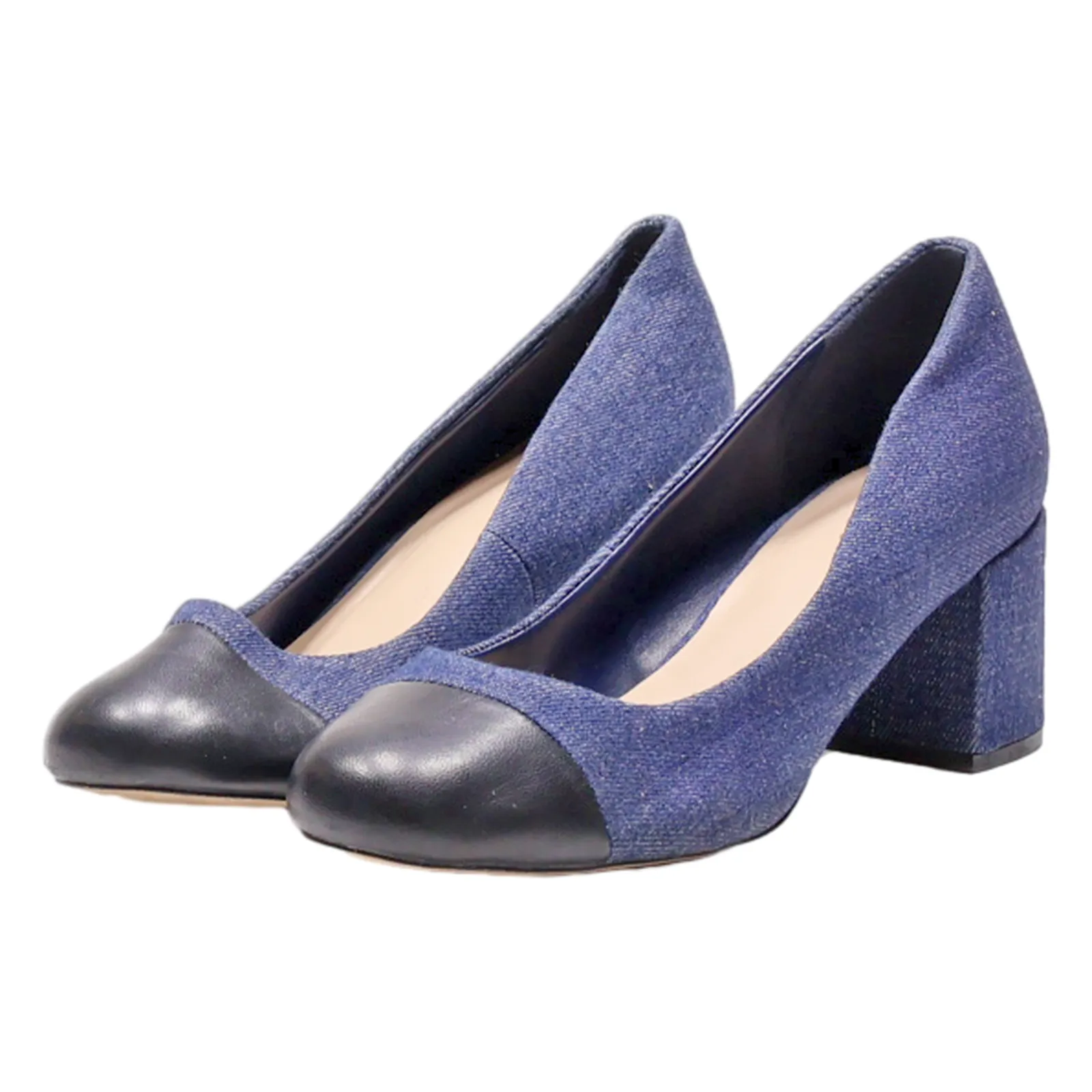ALDO Court Heels Blue Canvas Womens UK 4.5