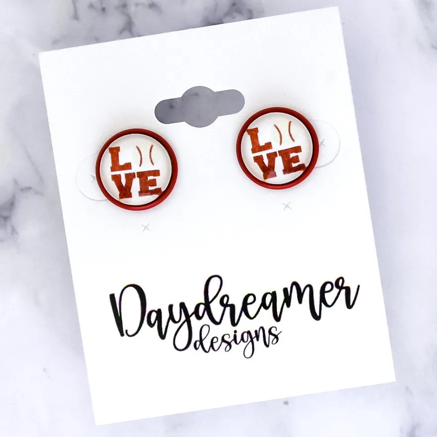 Baseball Love Photo Stud Earrings