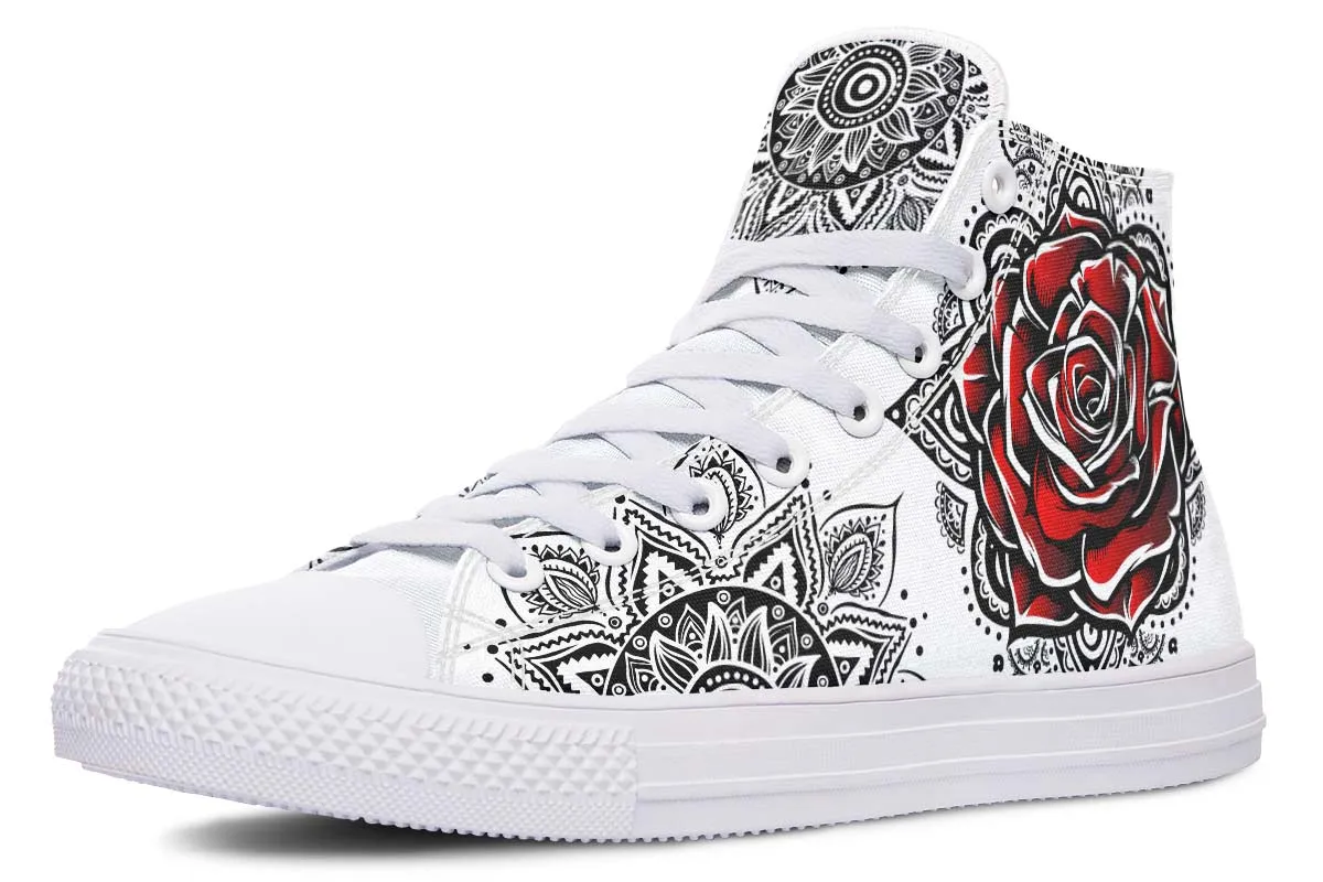Black Mandala Red Rose