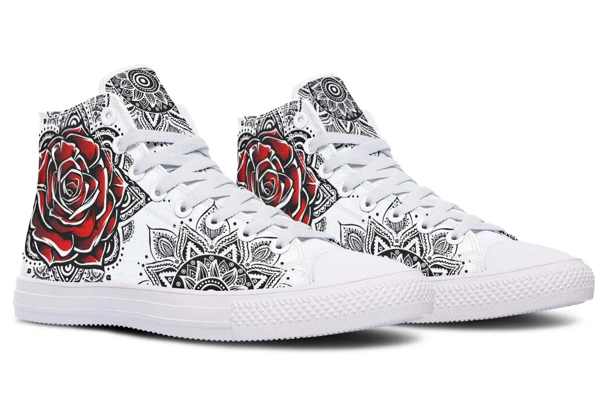 Black Mandala Red Rose