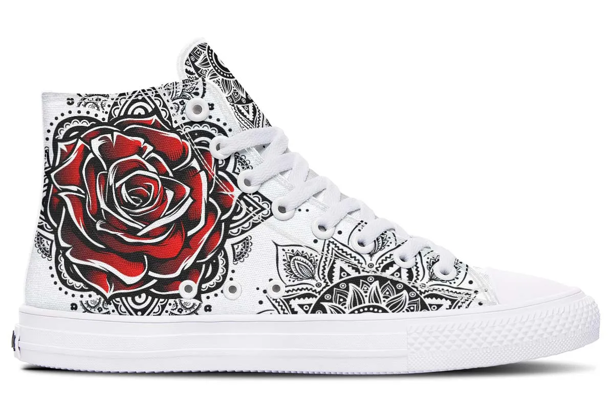 Black Mandala Red Rose