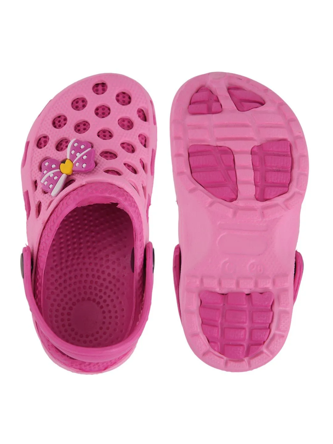 Bow and Polka Dot Design Clogs for Girls- Pink