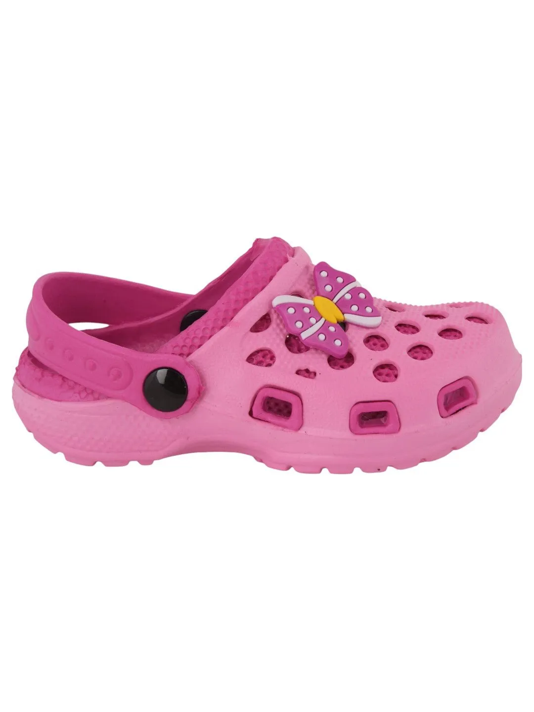Bow and Polka Dot Design Clogs for Girls- Pink