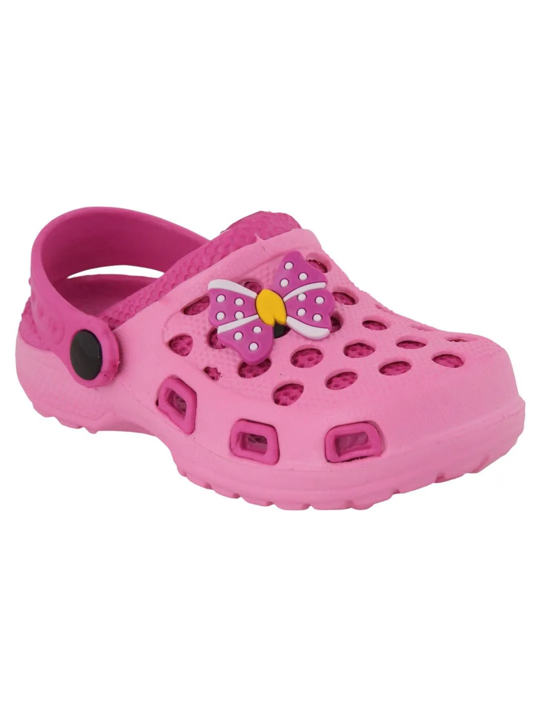 Bow and Polka Dot Design Clogs for Girls- Pink