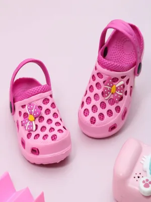 Bow and Polka Dot Design Clogs for Girls- Pink