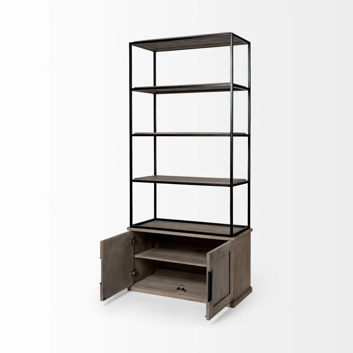 Braxton Shelving Unit Light Brown Wood | Black Metal | 42L
