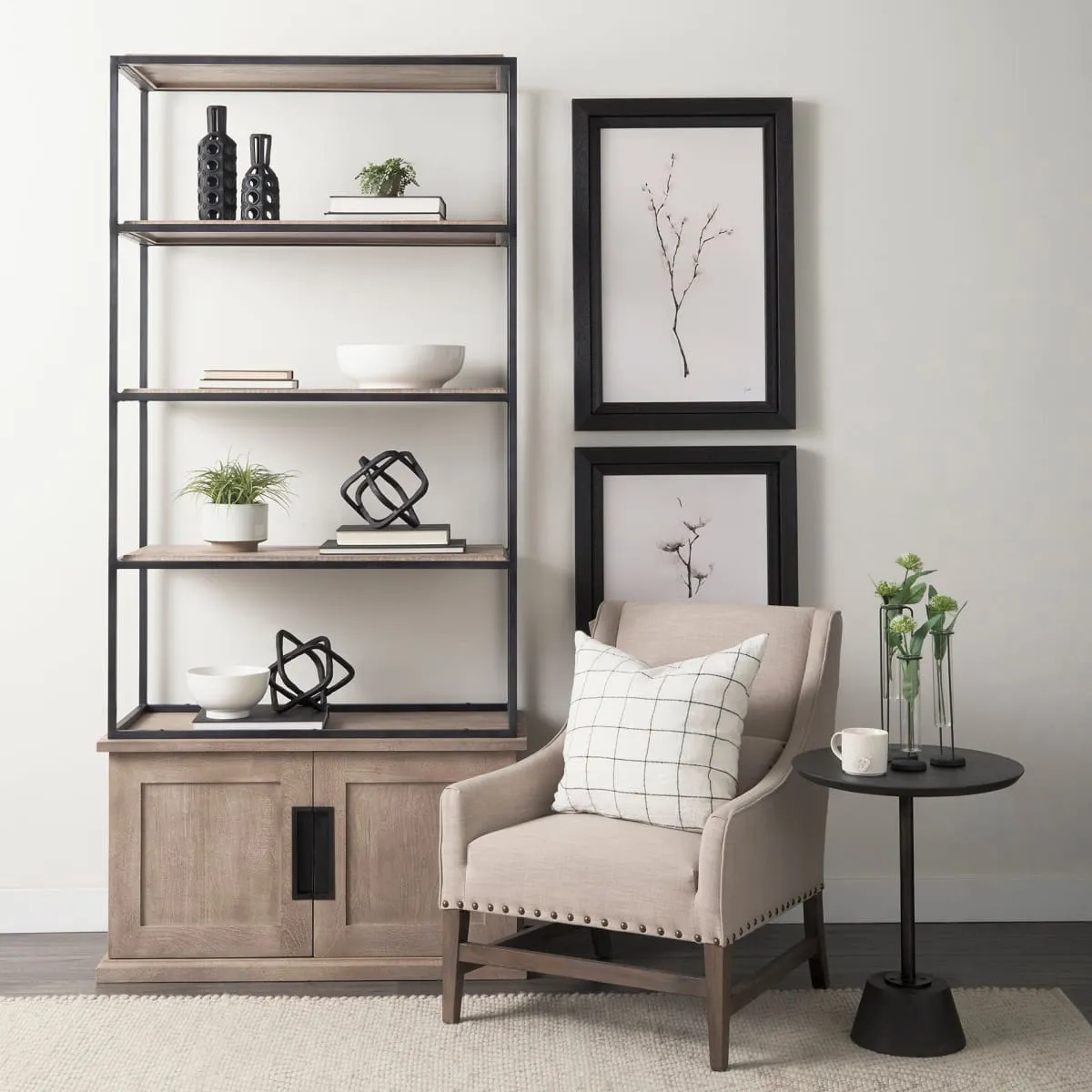 Braxton Shelving Unit Light Brown Wood | Black Metal | 42L