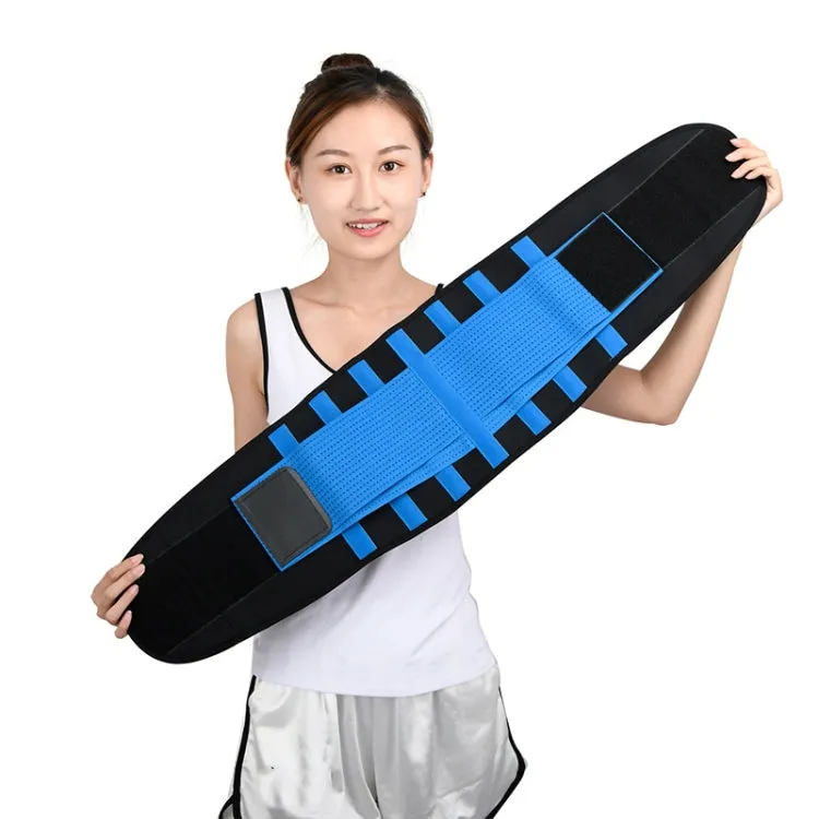 Breathable Mesh Warm Waist Belt Reinforced Steel Plate Support Sports Waist Belt, Specification: S(Blue)