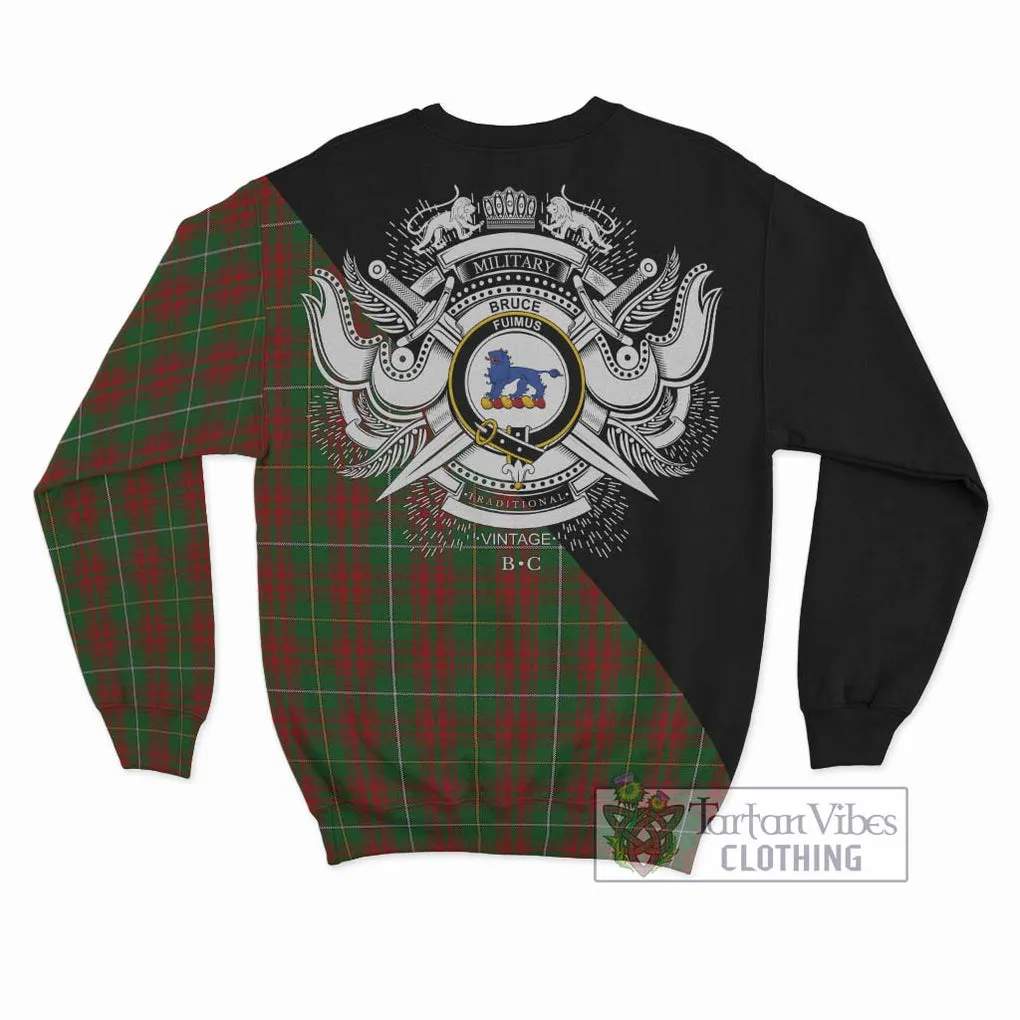 Bruce Hunting Tartan Sweatshirt with Family Crest and Military Logo Style