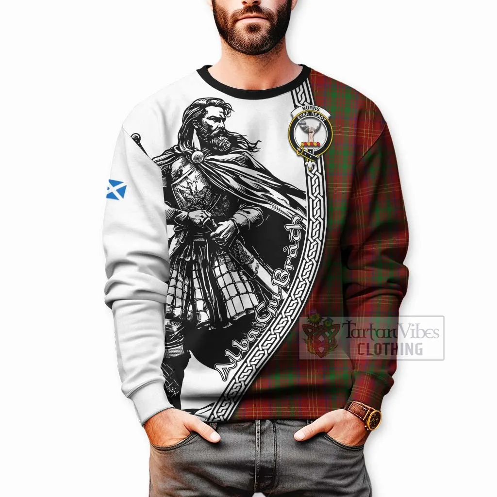 Burns Tartan Clan Crest Sweatshirt with Highlander Warrior Celtic Style