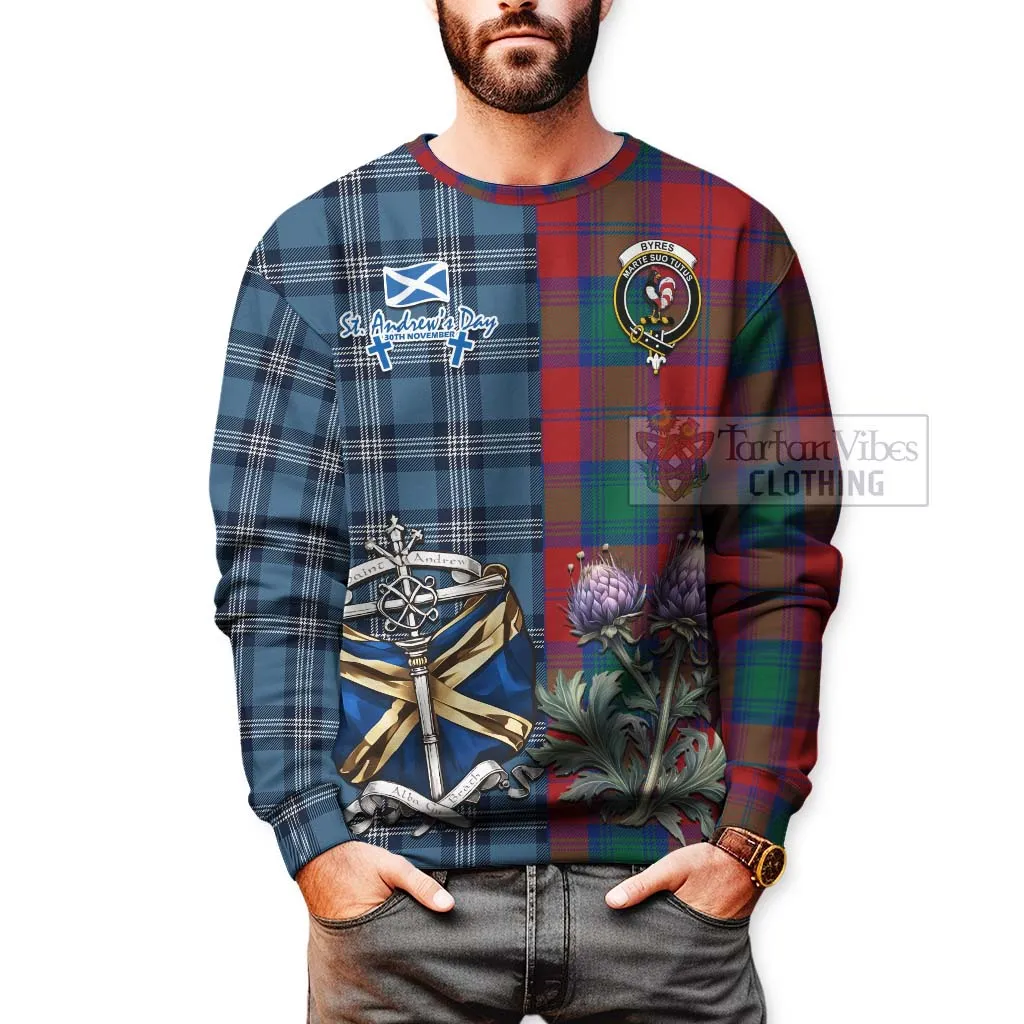 Byres (Byses) Tartan Sweatshirt Happy St. Andrew's Day Half Tartan Style