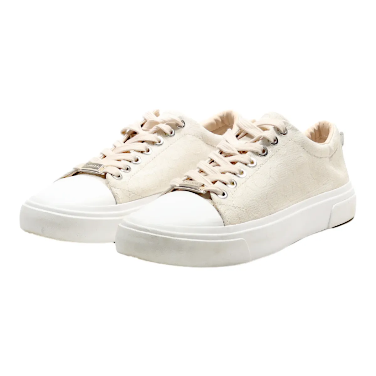 CALVIN KLEIN Low Top Trainers Beige Canvas Womens UK 4
