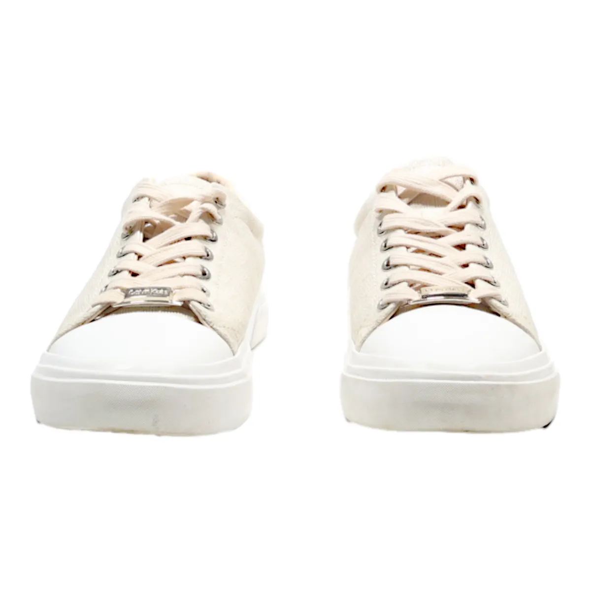 CALVIN KLEIN Low Top Trainers Beige Canvas Womens UK 4