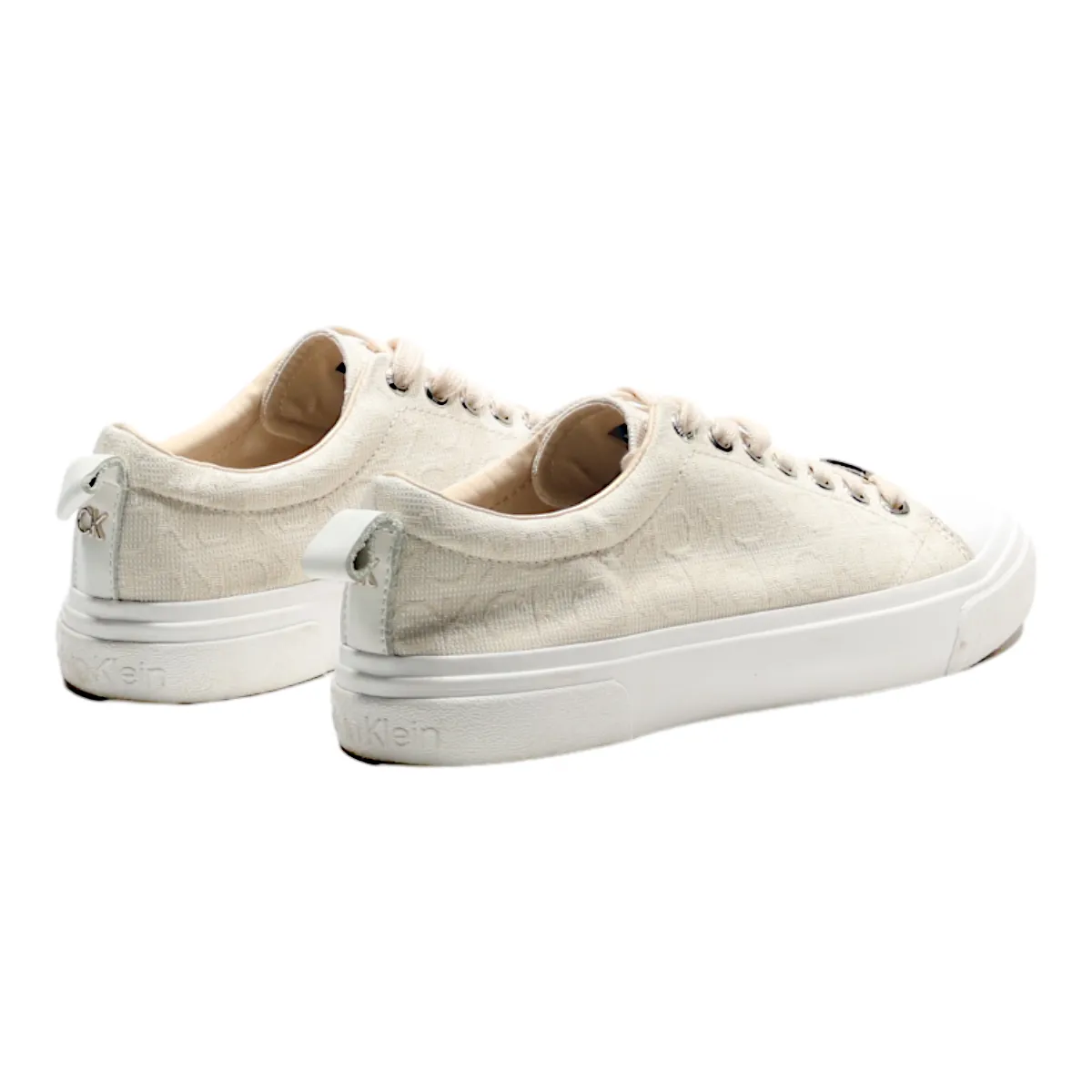 CALVIN KLEIN Low Top Trainers Beige Canvas Womens UK 4
