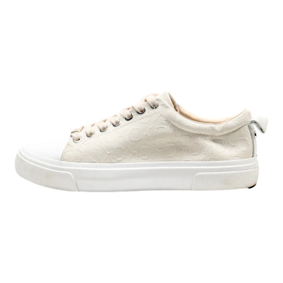CALVIN KLEIN Low Top Trainers Beige Canvas Womens UK 4