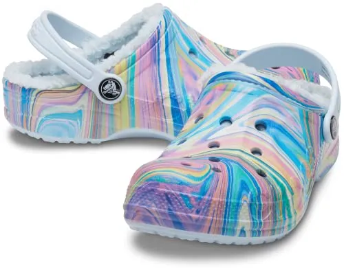 Cozy Crocs Kids Baya Lined Clogs Rainbow Swirl Size 11