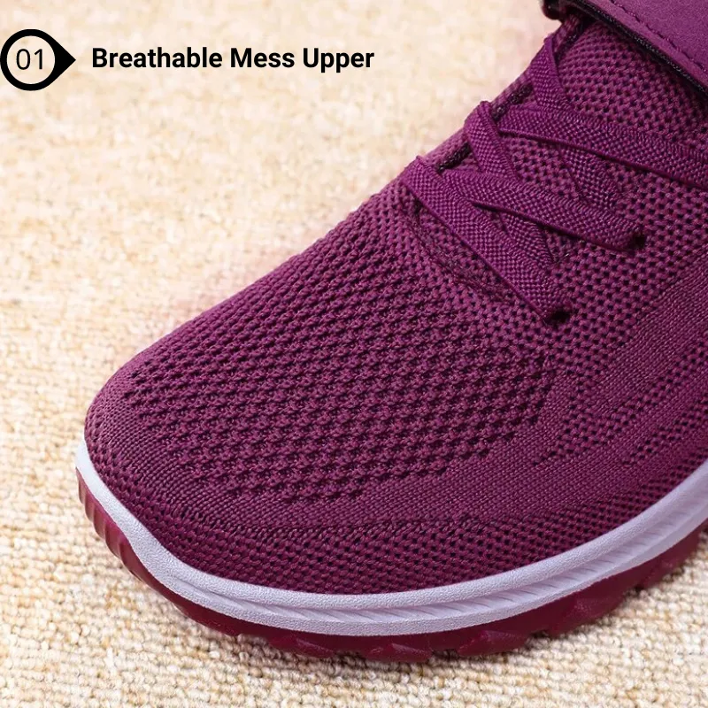 Cuzcare Women Orthopedic Sneakers Lace up Comfortable Walking Shoes