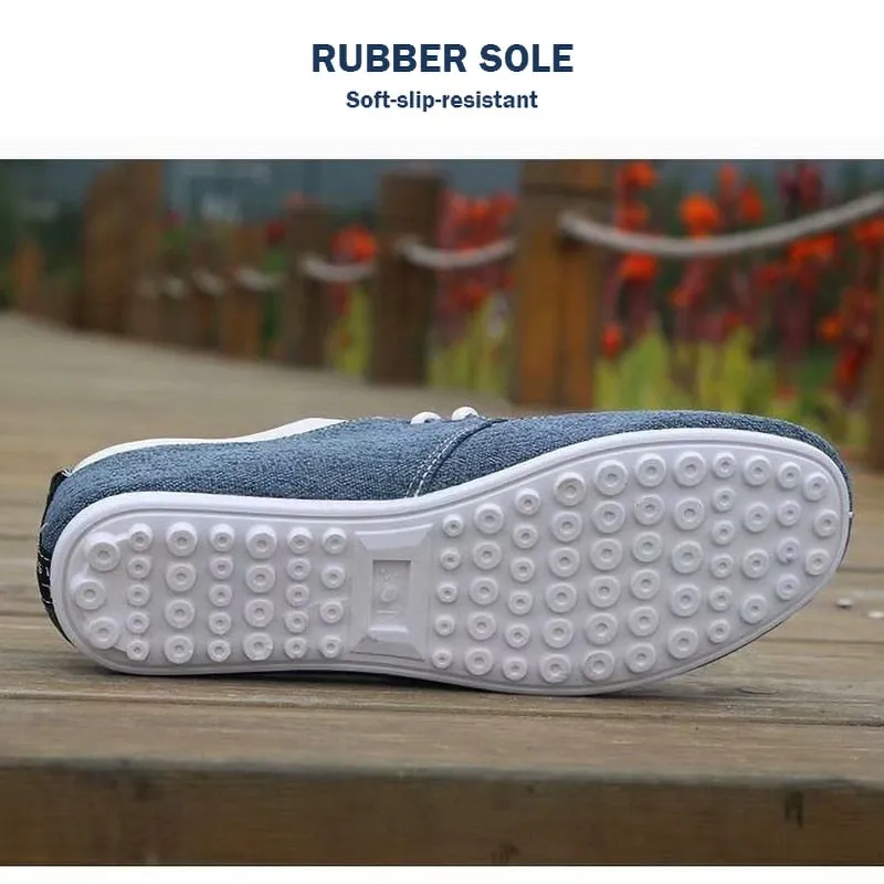 Fashionable Linen Canvas Lace Up Loafers