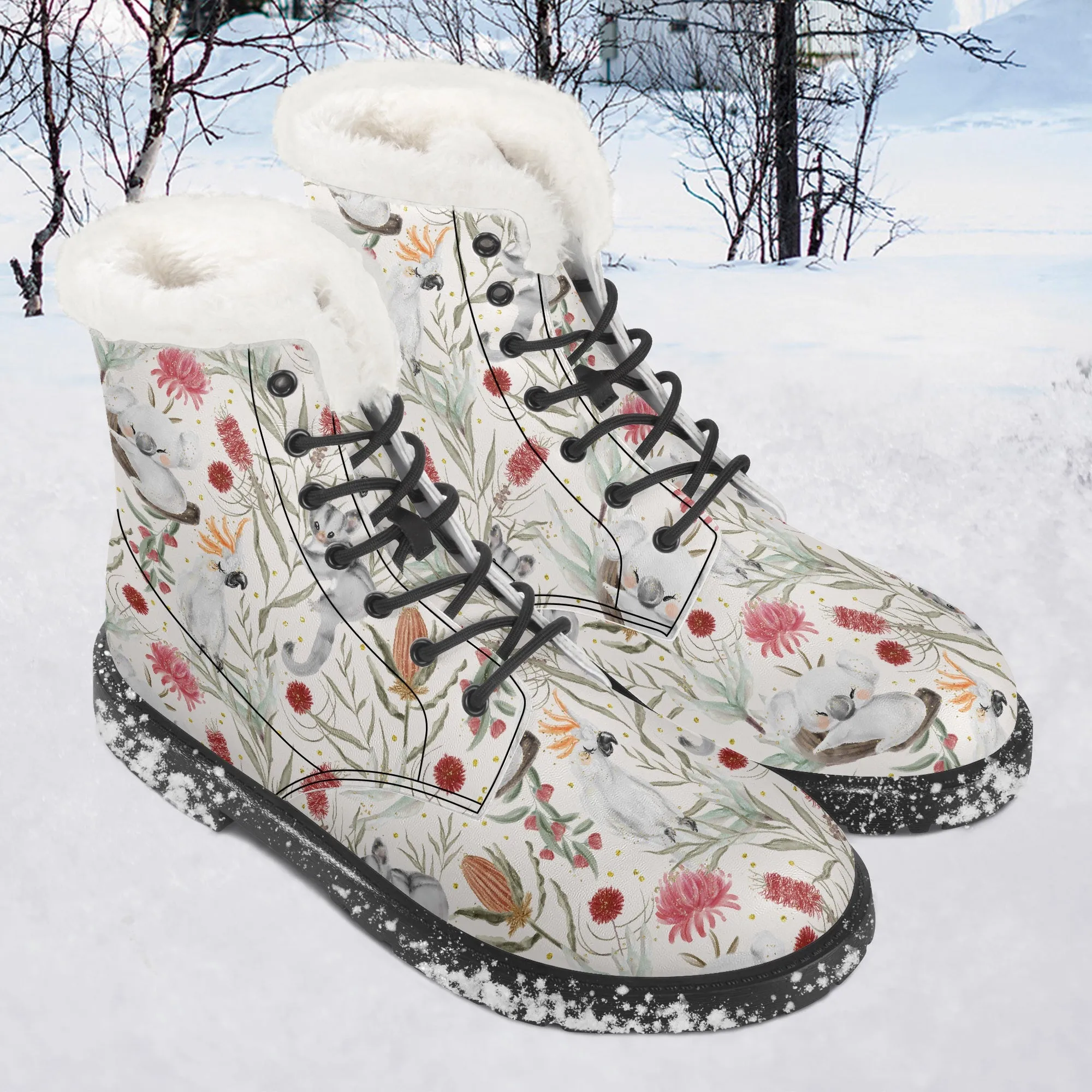 Faux Fur Leather Boots Australian Animals