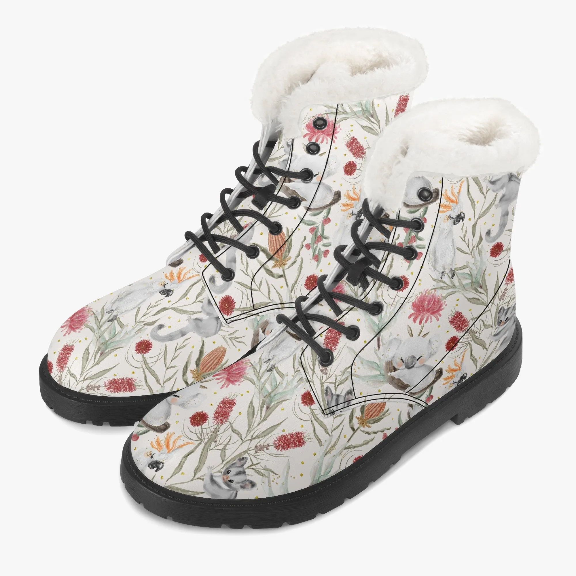 Faux Fur Leather Boots Australian Animals