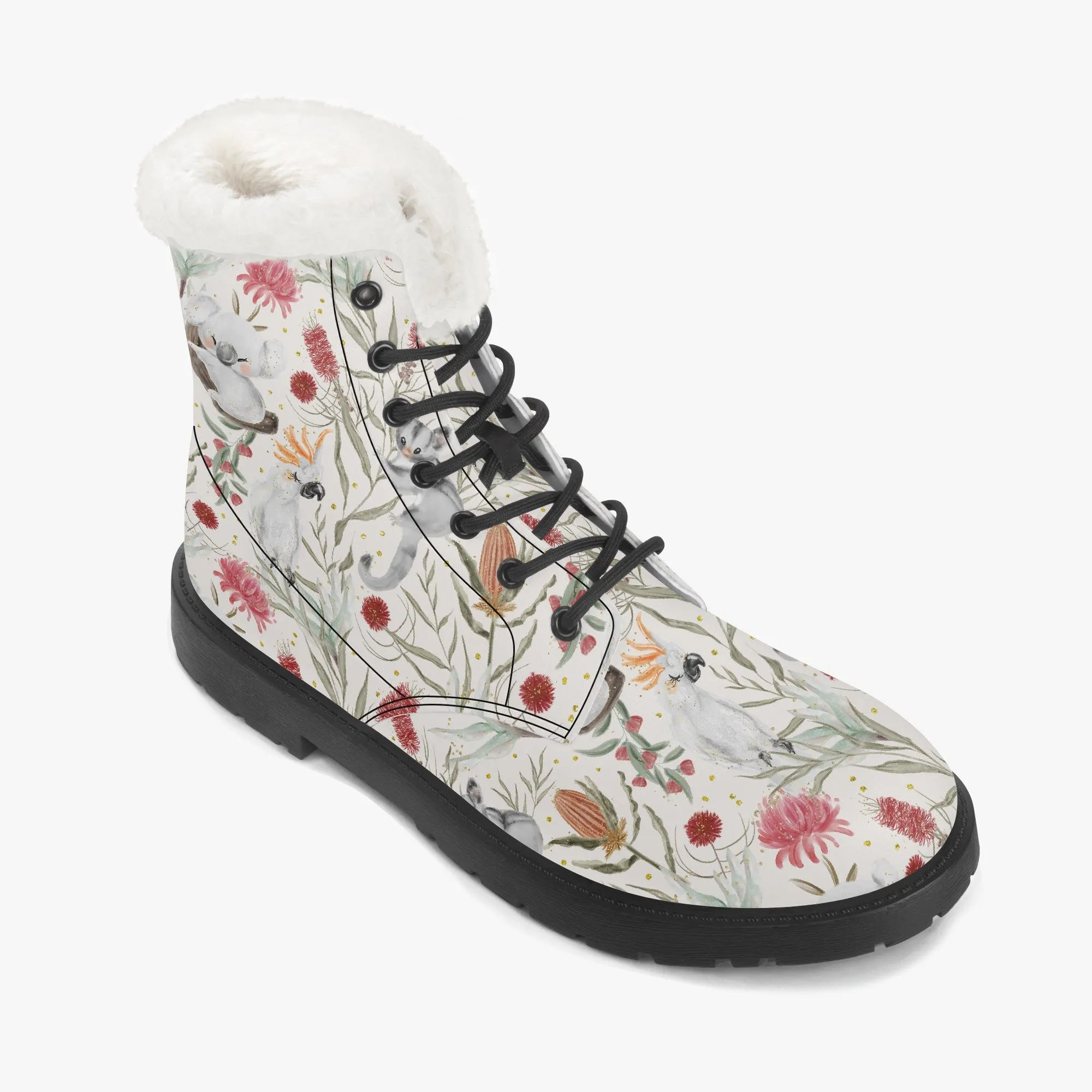 Faux Fur Leather Boots Australian Animals