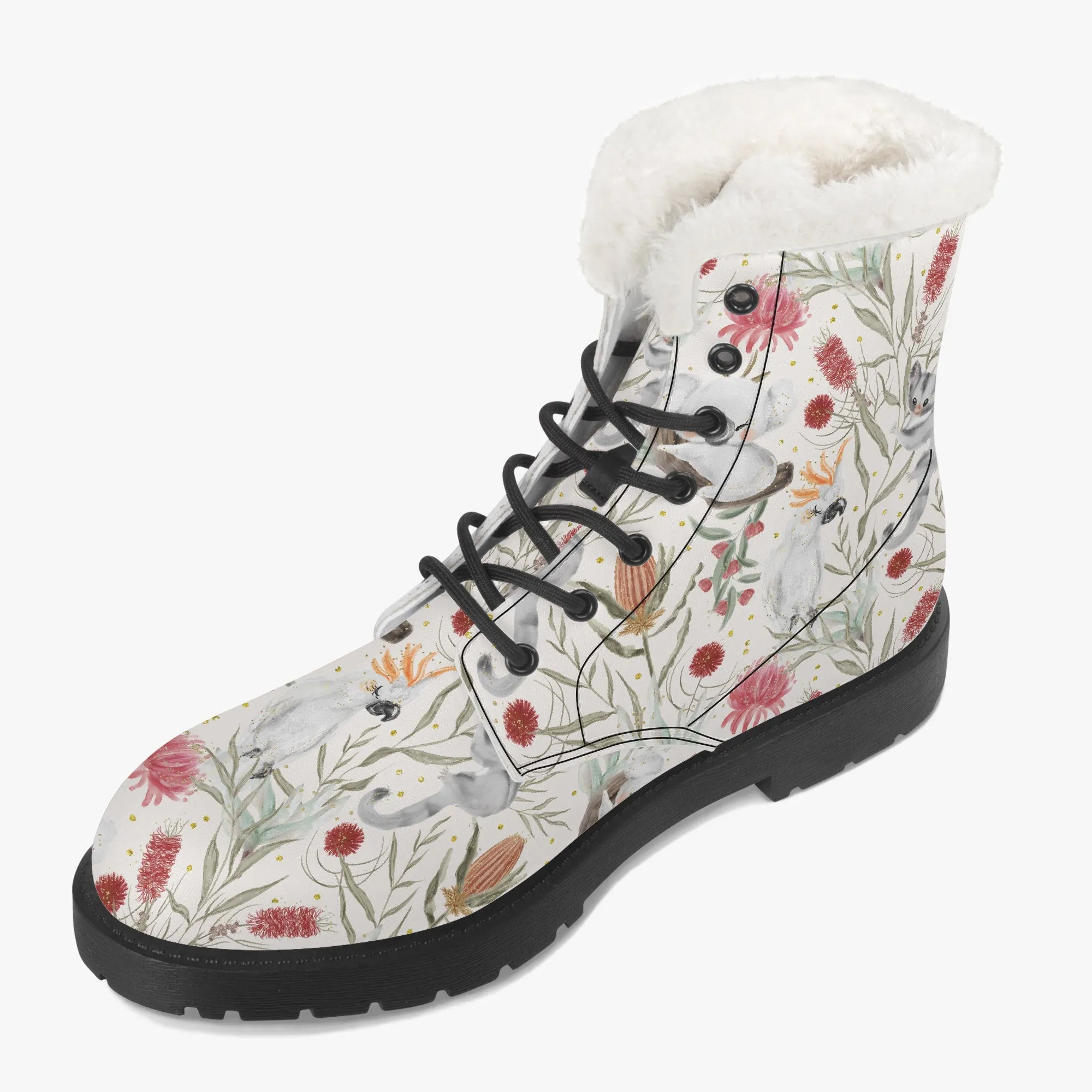 Faux Fur Leather Boots Australian Animals
