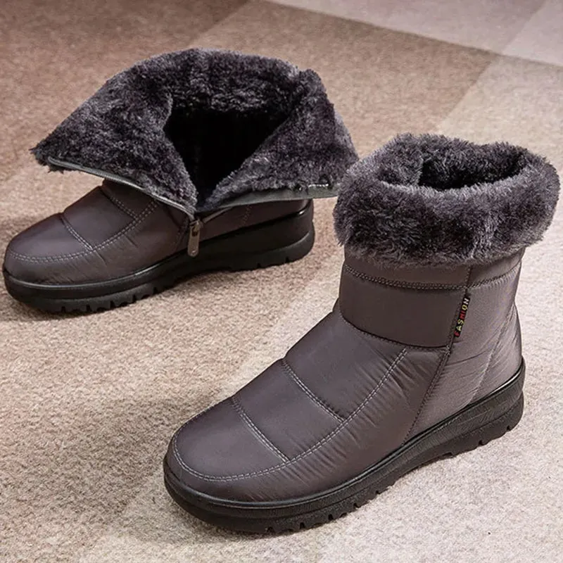 Faux Fur Waterproof Snow Boots for Women 2022 Outdoor Keep Warm Winter Shoes Woman Plush Platform Ankle Boots Cotton Shoes