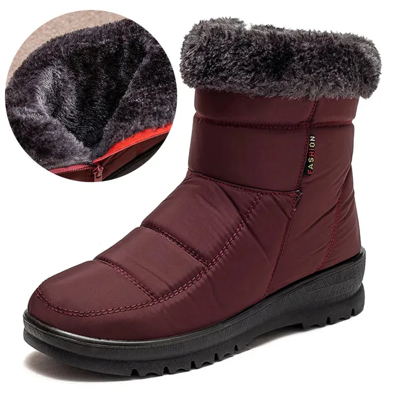 Faux Fur Waterproof Snow Boots for Women 2022 Outdoor Keep Warm Winter Shoes Woman Plush Platform Ankle Boots Cotton Shoes