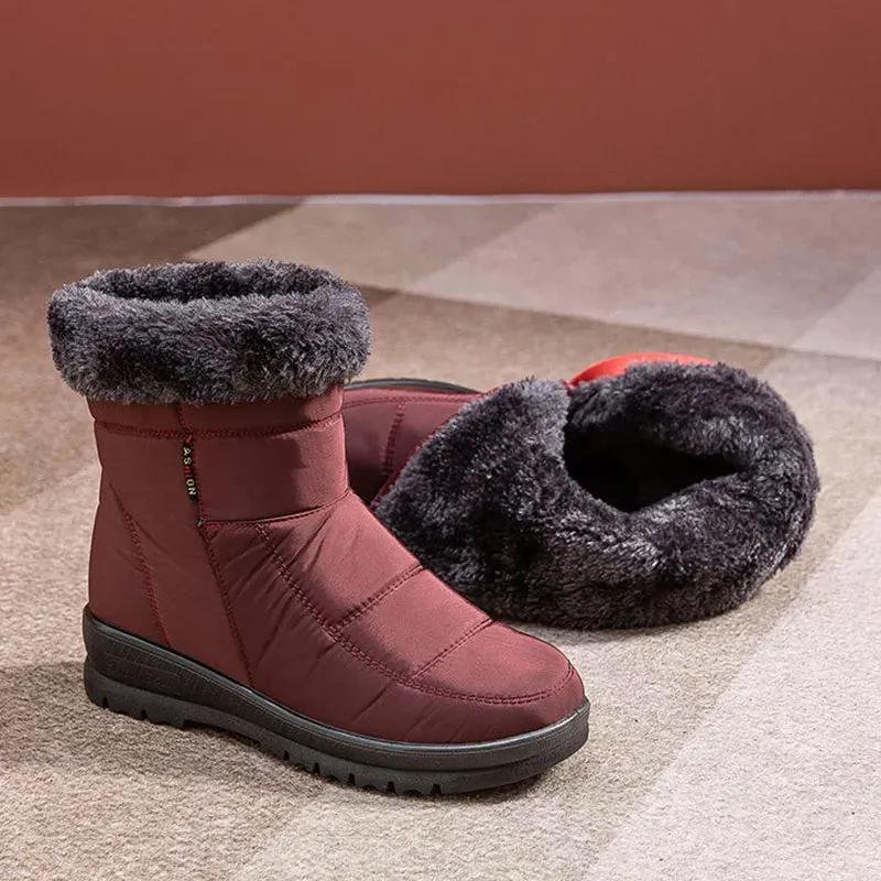 Faux Fur Waterproof Snow Boots for Women 2022 Outdoor Keep Warm Winter Shoes Woman Plush Platform Ankle Boots Cotton Shoes