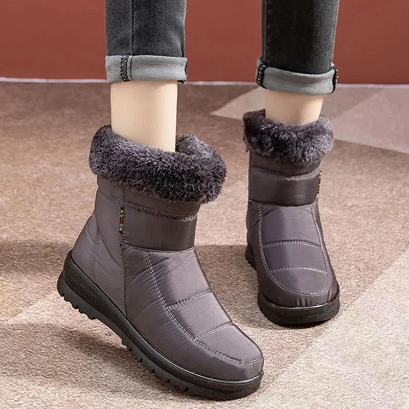 Faux Fur Waterproof Snow Boots for Women 2022 Outdoor Keep Warm Winter Shoes Woman Plush Platform Ankle Boots Cotton Shoes