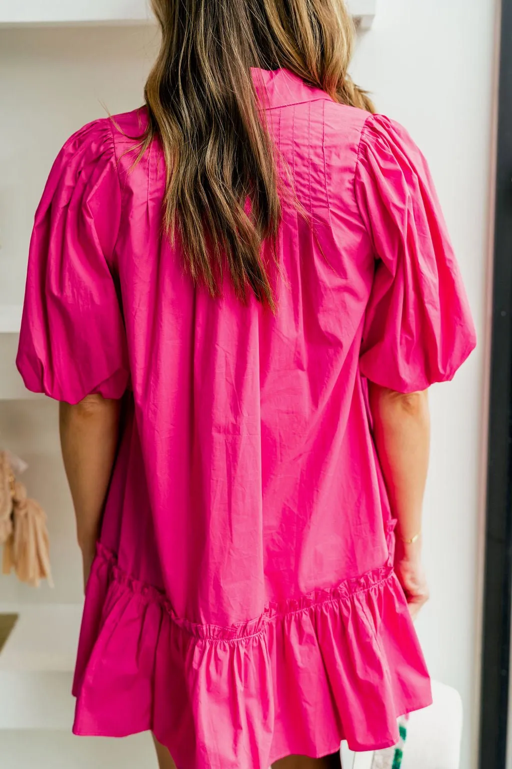 Fuschia Poplin Morgan mini Dress