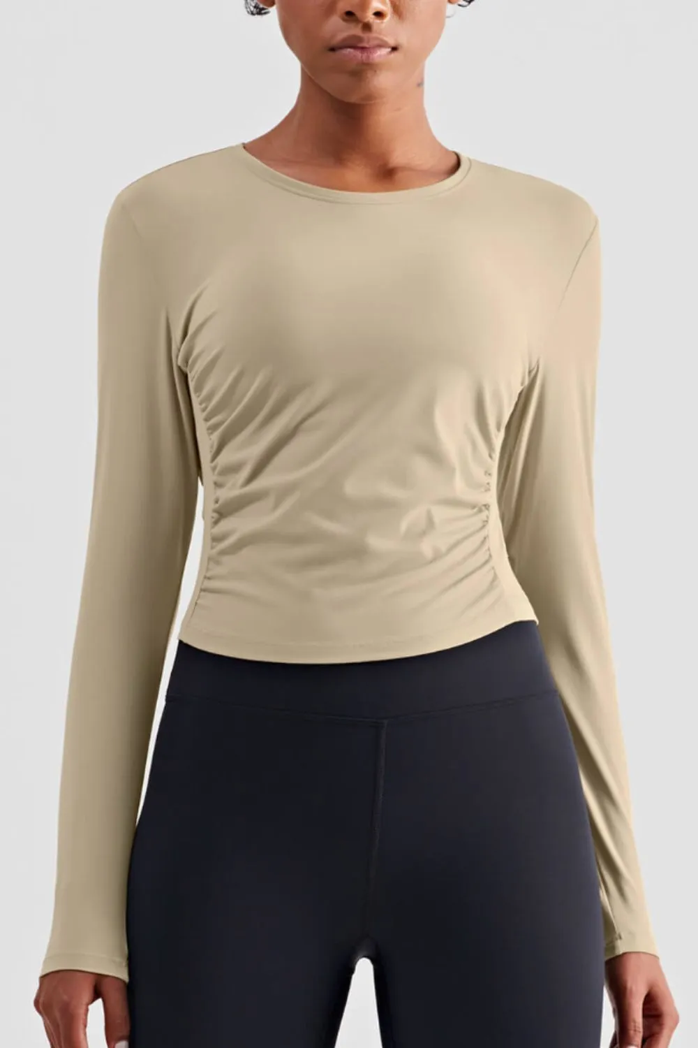 Gathered Detail Long Sleeve Sports Top