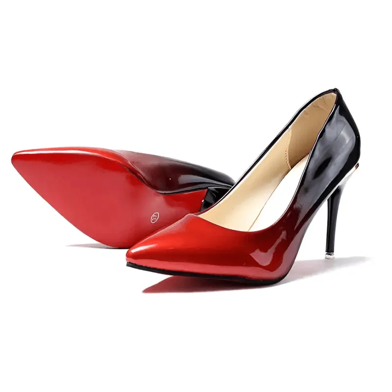 Gradient High Heels | Pointed Toe Shape, Leather Stitching, Rubber Sole