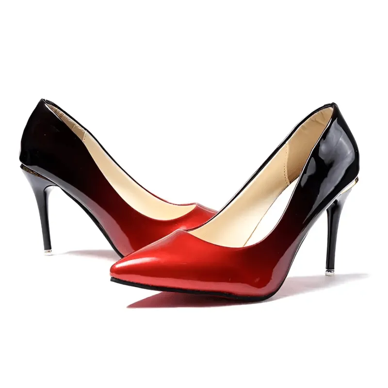 Gradient High Heels | Pointed Toe Shape, Leather Stitching, Rubber Sole