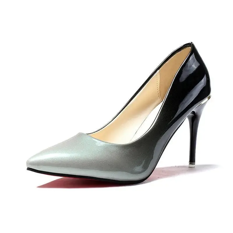 Gradient High Heels | Pointed Toe Shape, Leather Stitching, Rubber Sole