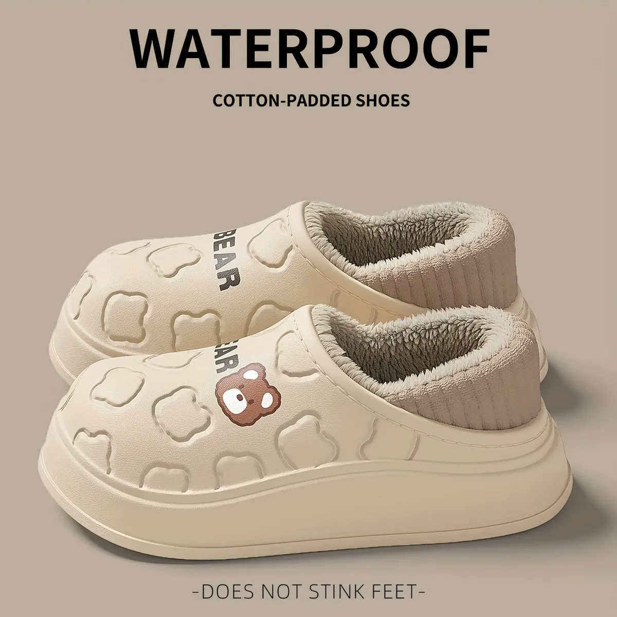 Hiroko | Winter Fluffy Slippers - Waterproof, Plush Lined, Indoor & Outdoor