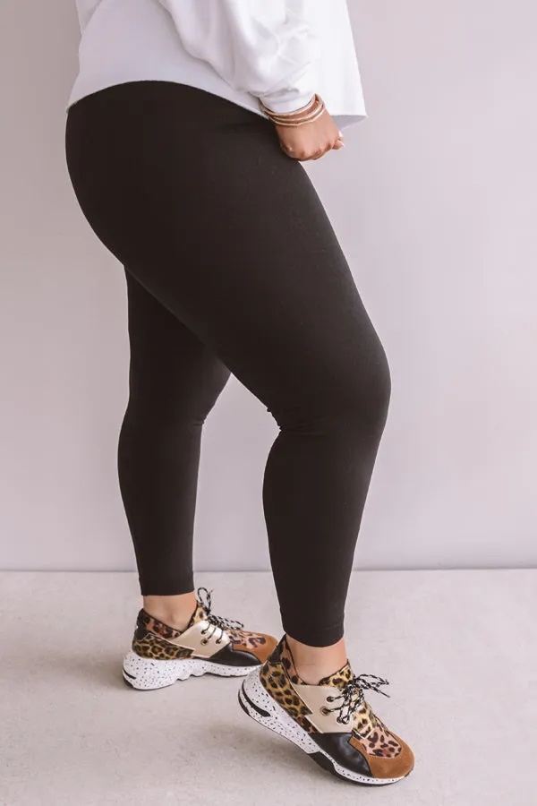 In My Element High Waist Fleece Legging In Black  Curves