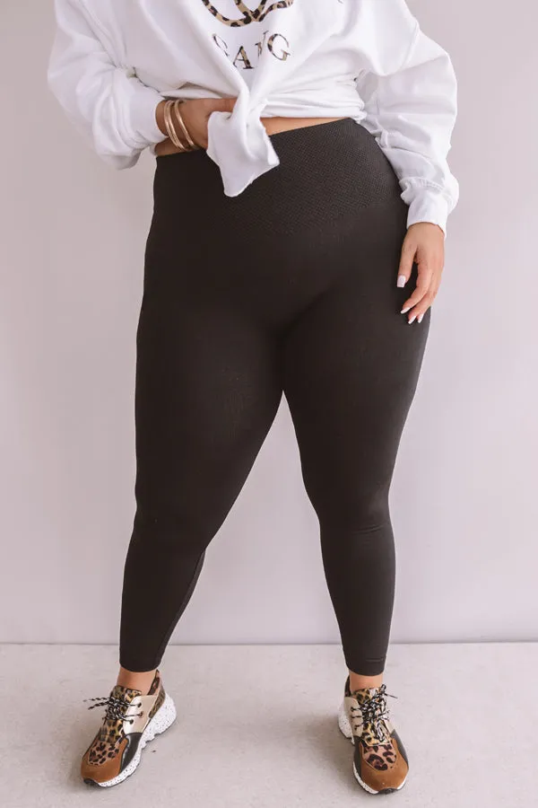 In My Element High Waist Fleece Legging In Black  Curves