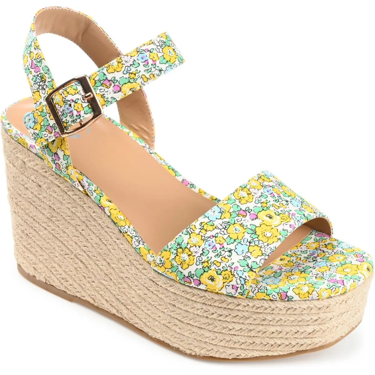 Journee Collection Womens Pearrl Canvas Wedge Sandals